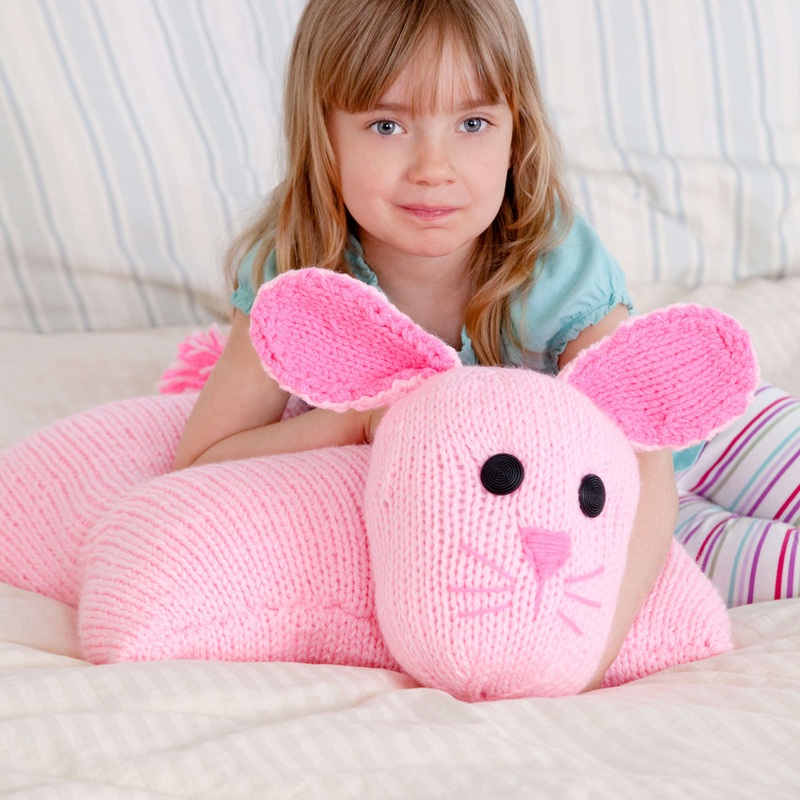 Red Heart Knit Bunny Pillow Pal