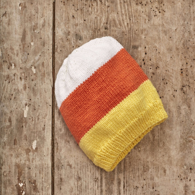 Red Heart Knit Candy Corn Slouchy Hat