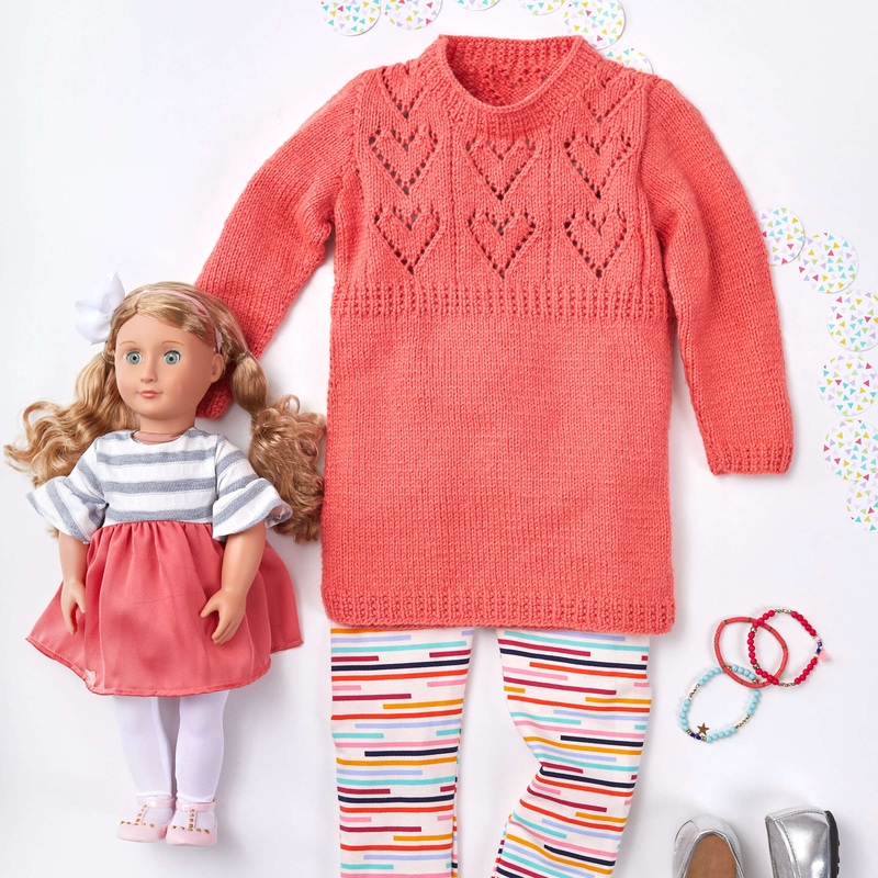 Red Heart Knit Child’s Heart Yoke Tunic