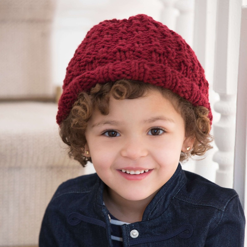 Red Heart Knit Child’s Rolled Brim Hat