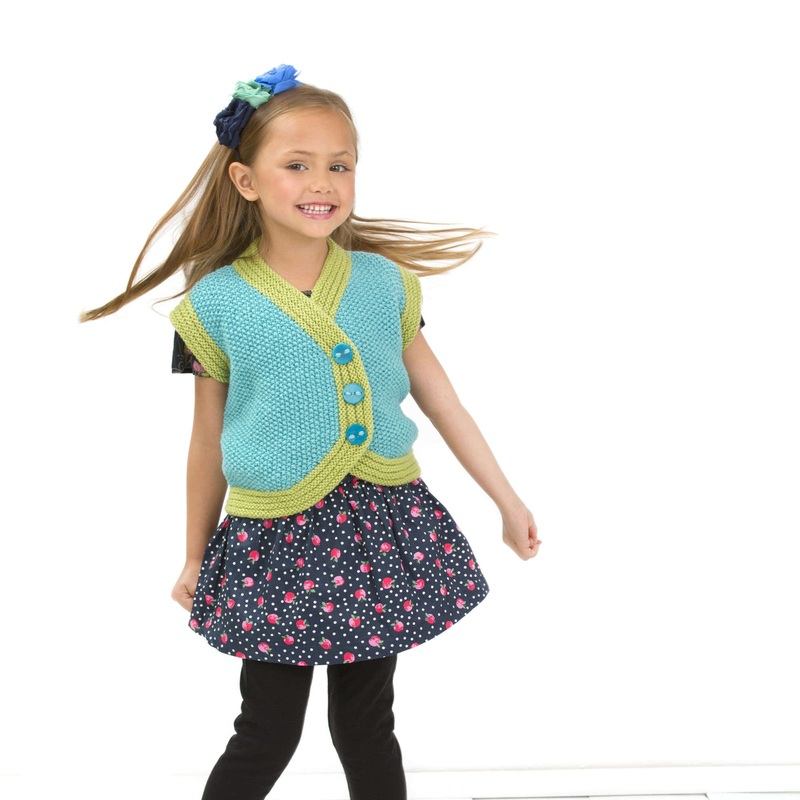 Red Heart Knit Child’s Side Buttoned Vest