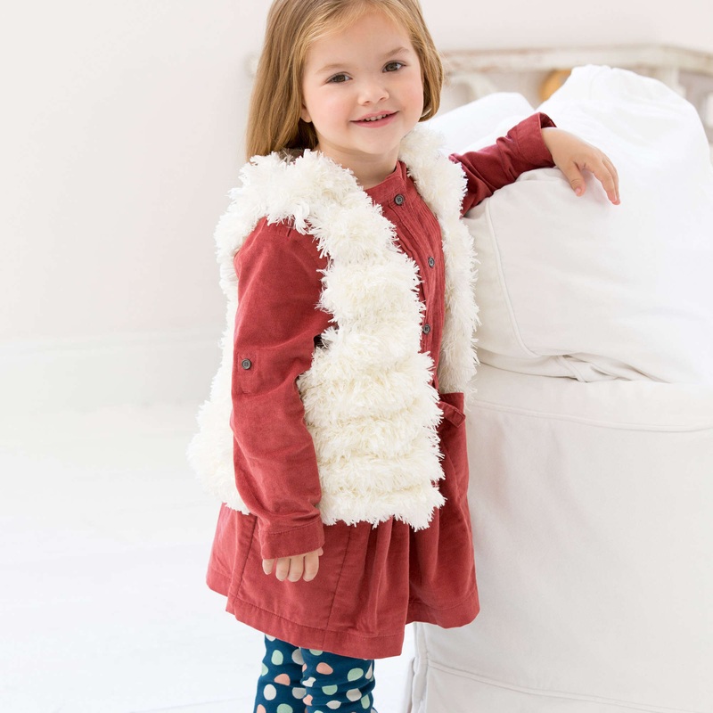Red Heart Knit Child’s Trendy Fur Vest