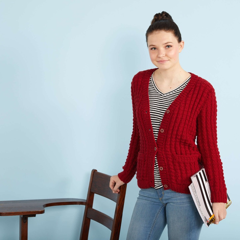Red Heart Chillin’ Out Knit Cardigan