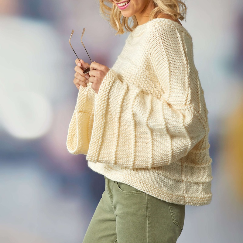 Red Heart Cozy Big Bell Sweater