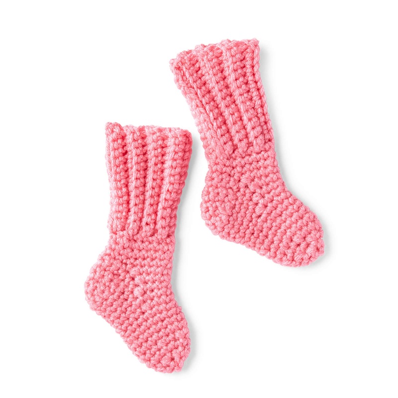 Red Heart Crochet Baby Socks|Pink|Multicolored