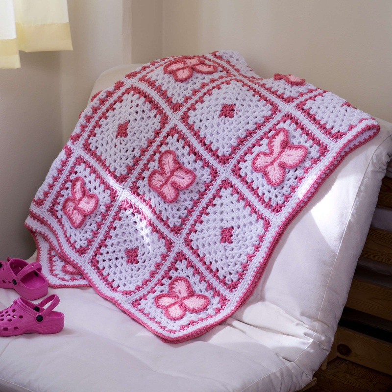 Red Heart Crochet Butterfly Throw