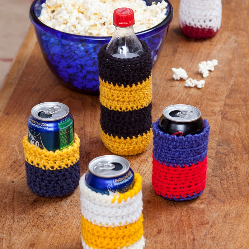 Red Heart Crochet Can Cozies|Large|Small