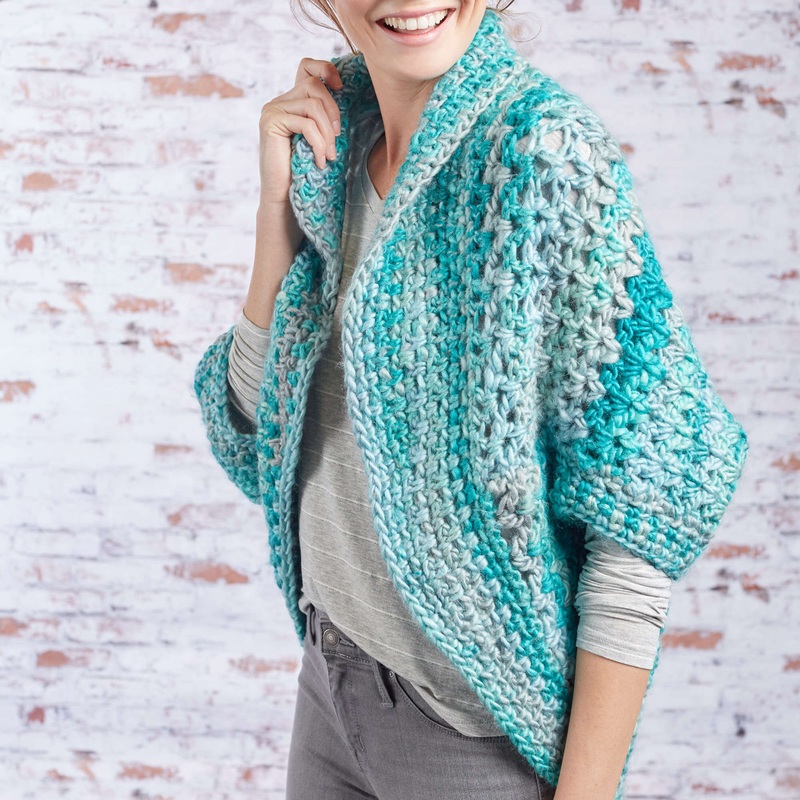 Red Heart Crochet Collared Cocoon Shrug