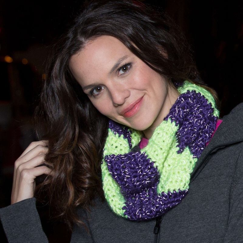 Red Heart Crochet Color Block Cowl