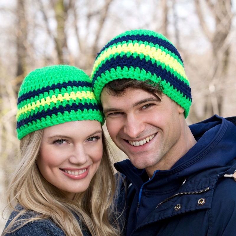Red Heart Crochet Cool Stripes Beanie