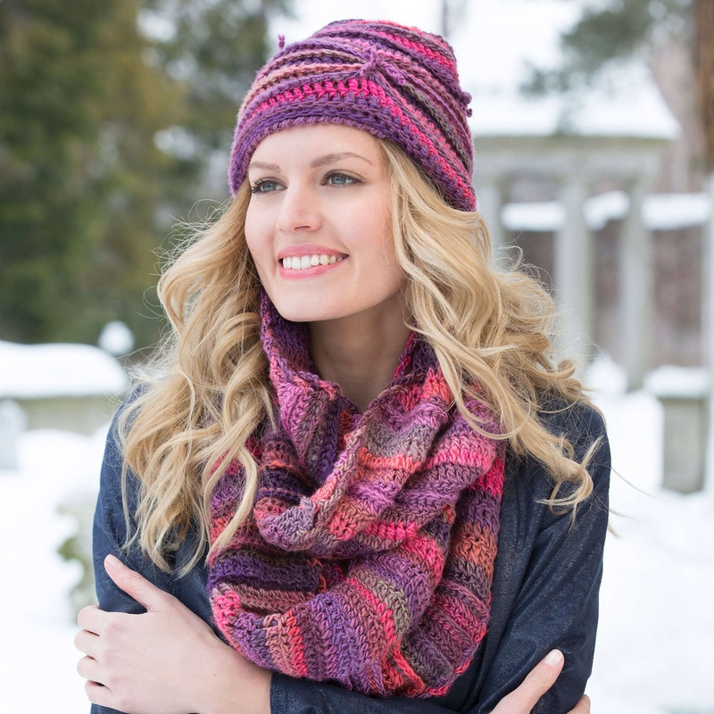 Red Heart Crochet Corrugated Hat and Cowl