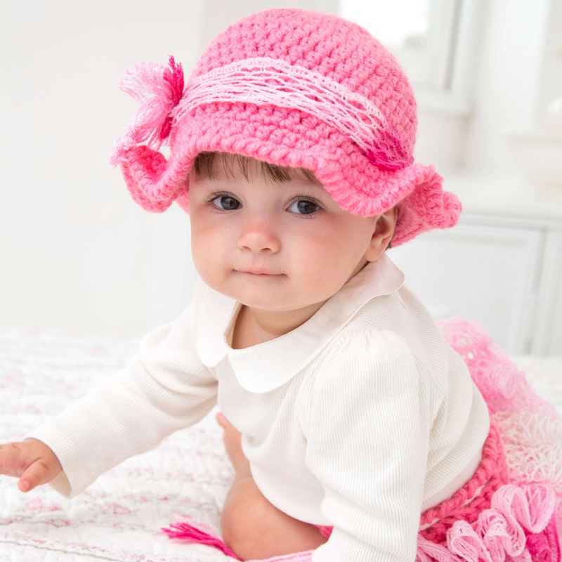 Red Heart Crochet Country Baby Diaper Cover & Hat