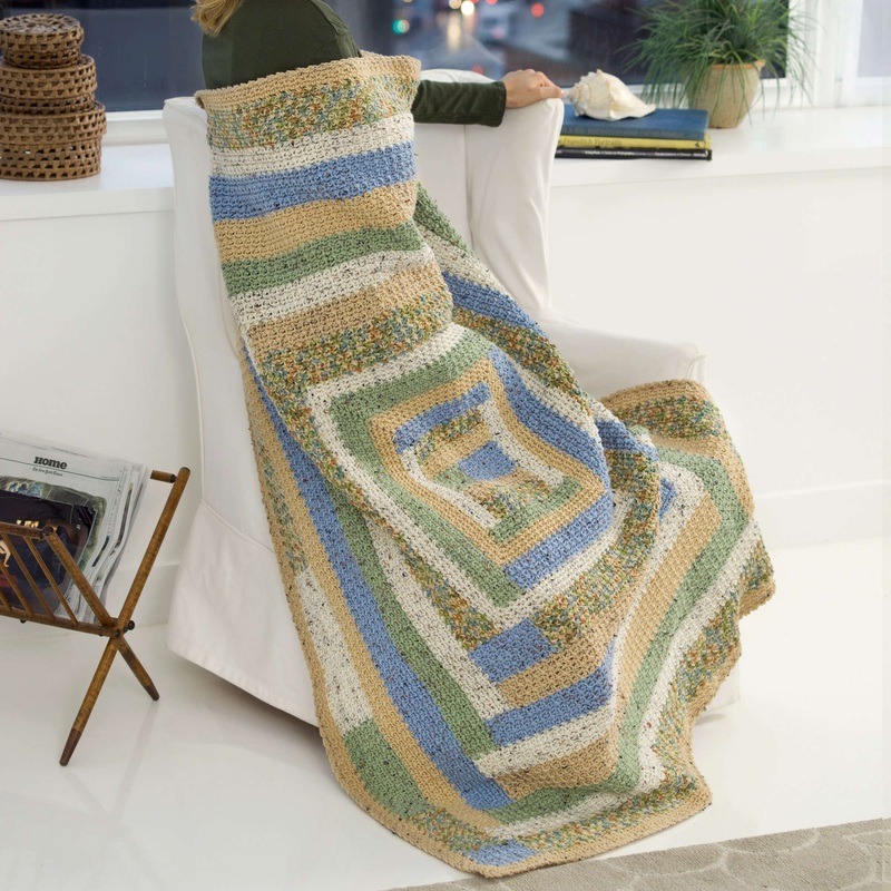 Red Heart Crochet Folk Quilt Throw