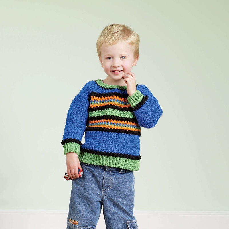 Red Heart Crochet Kid’s Striped Pullover