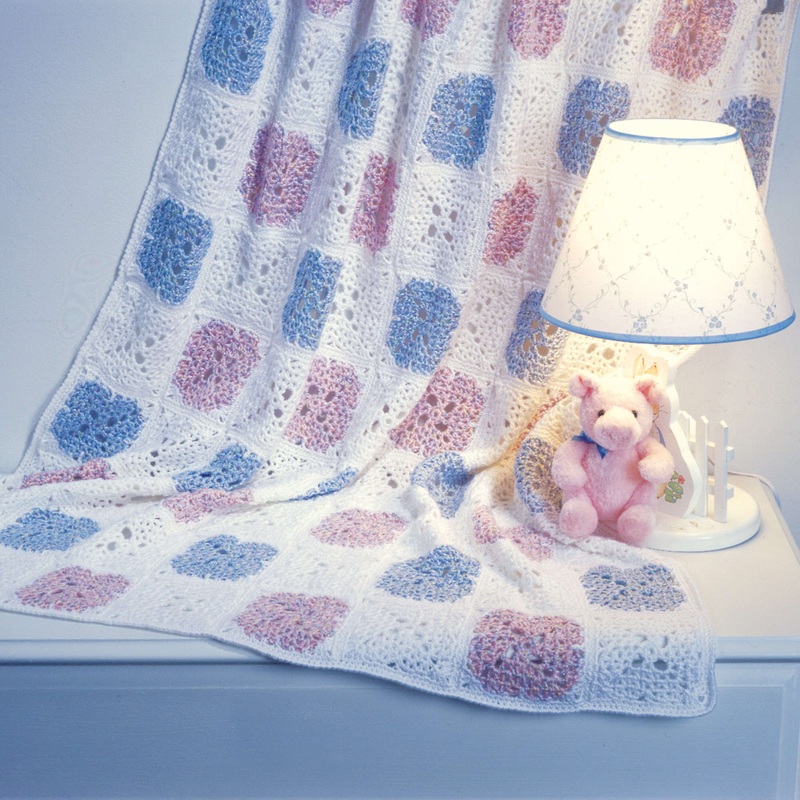 Red Heart Crochet Lacy Squares Blanket