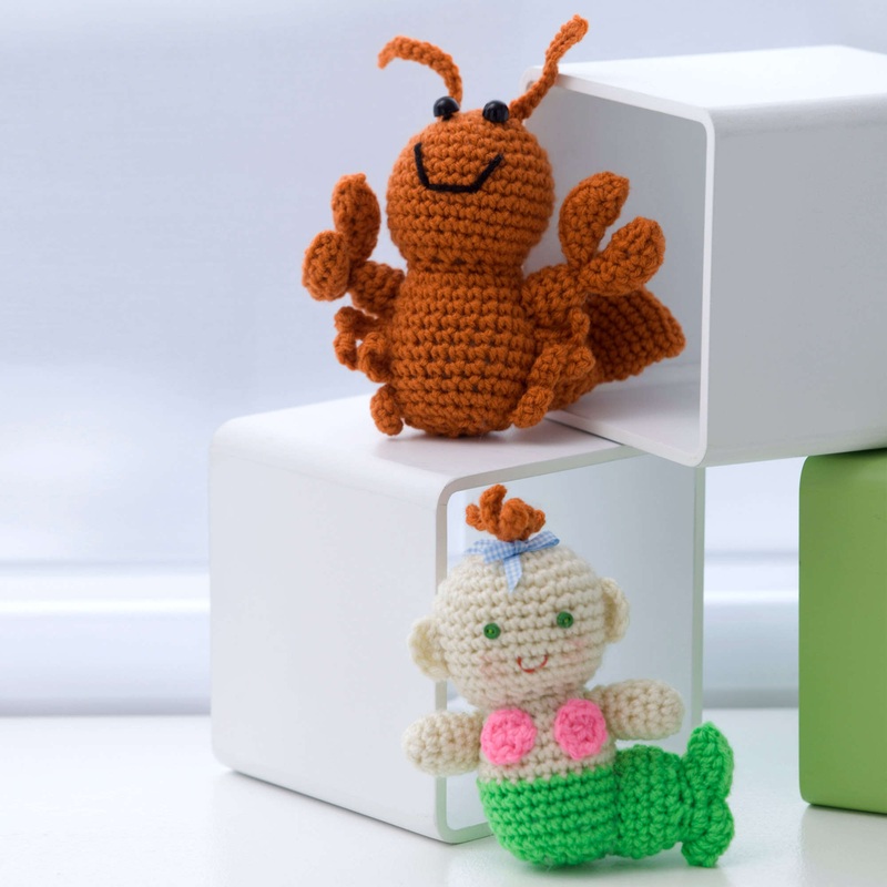Red Heart Crochet Little Lobster & Baby Mermaid