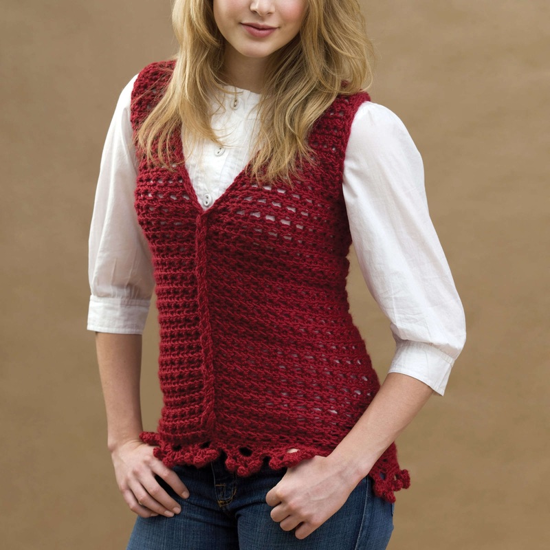 Red Heart Crochet Loop-Cable Vest