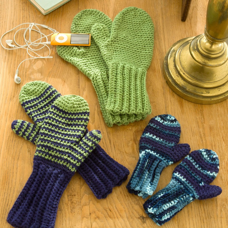 Red Heart Crochet Mittens for All