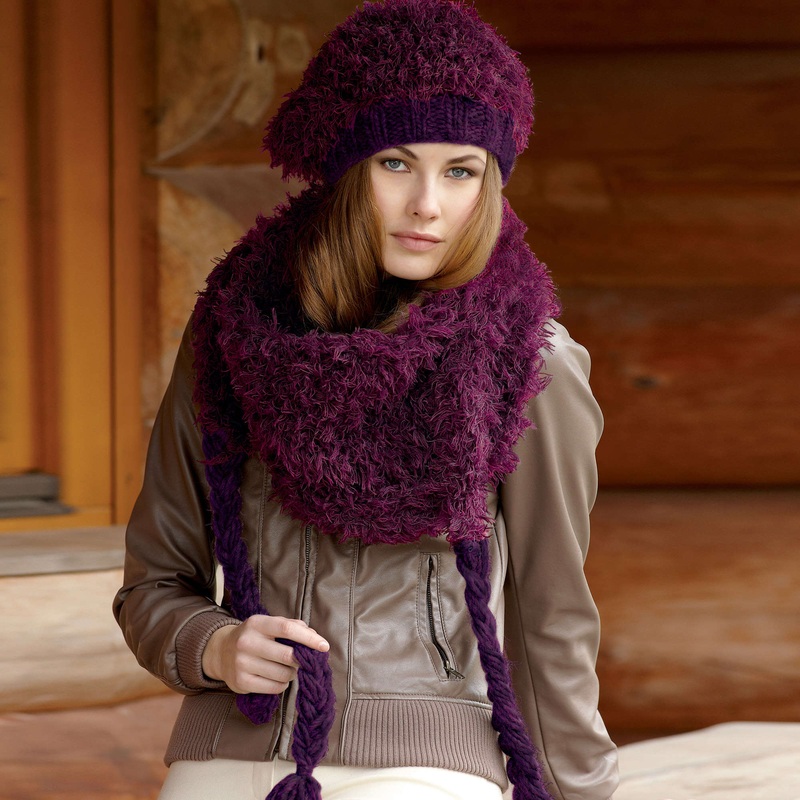 Red Heart Knit Claudette Cloche & Wrap