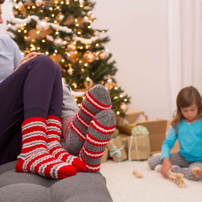 Red Heart Knit Cozy Slipper Socks