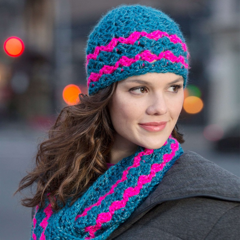 Red Heart Crochet Cross-hatched Cowl & Beanie