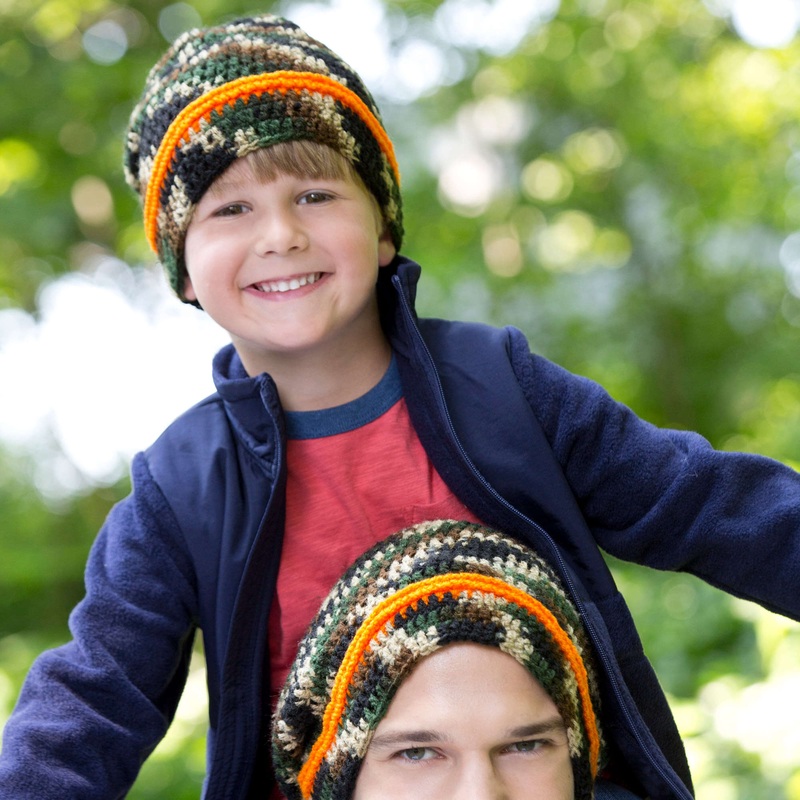 Red Heart Crochet Dad & Son Camo Hats