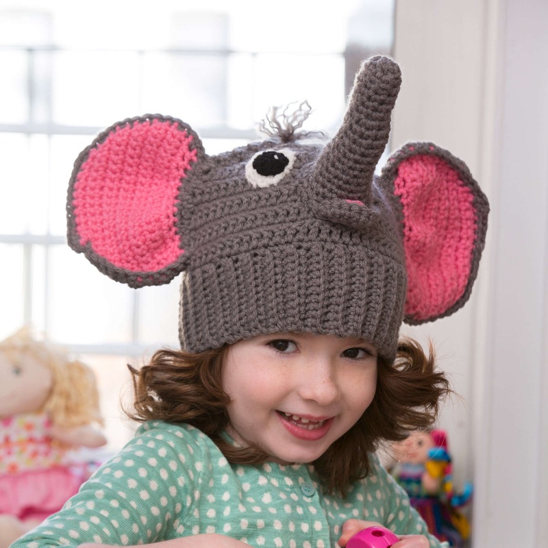 Red Heart Crochet Elephant Hat