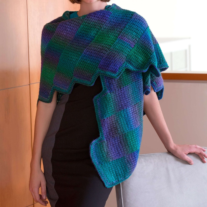 Red Heart Crocheted Gradient Strips Shawl