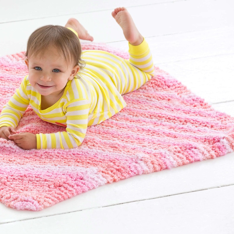 Red Heart Cuddle Bug Knit Baby Blanket