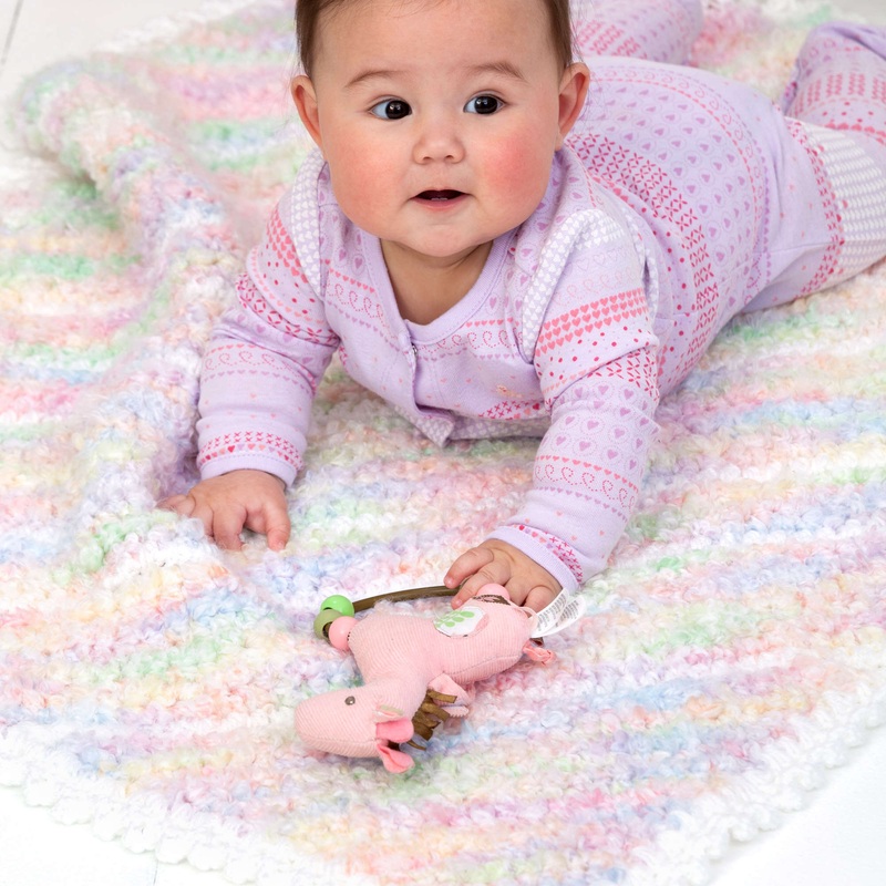 Red Heart Diagonal Stripes Crochet Blanket