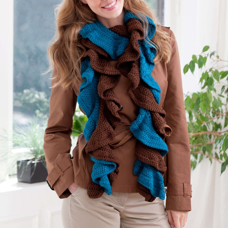Red Heart Double Your Ruffles Crochet Scarf