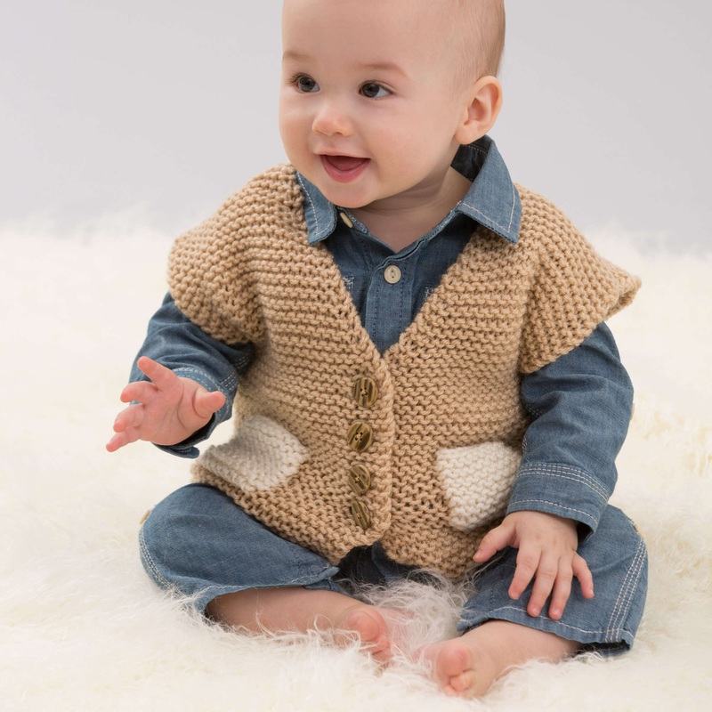 Red Heart Easy Pocketed Vest|6 mos|12 mos|18 mos|24 mos