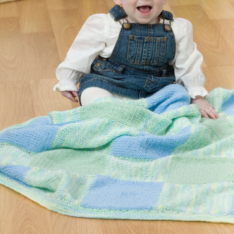 Red Heart Easy Squares Knit Baby Blanket