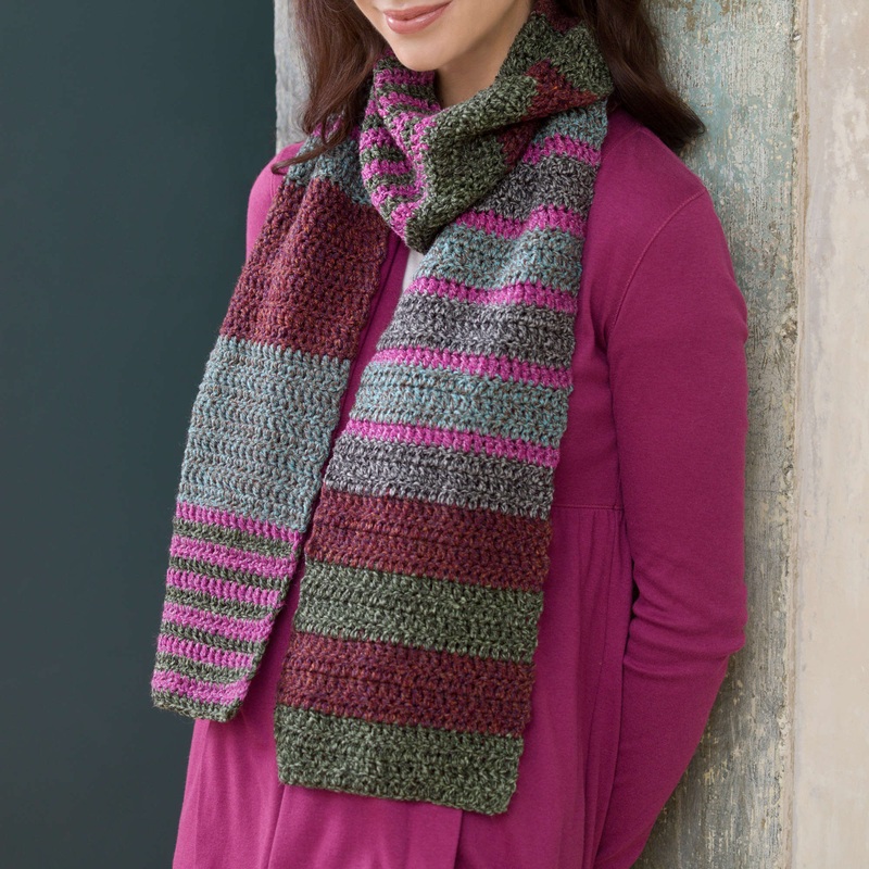 Red Heart Easy Striped Scarf|Single Size
