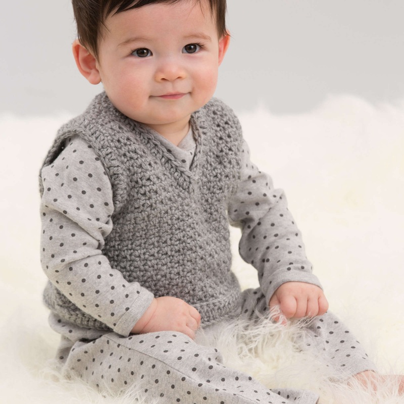Red Heart Easy V-Neck Vest|6 mos|12 mos|18 mos|24 mos