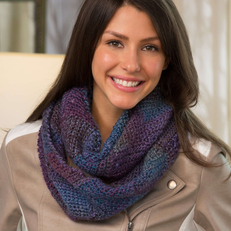 Red Heart Entrelac Crochet Cowl