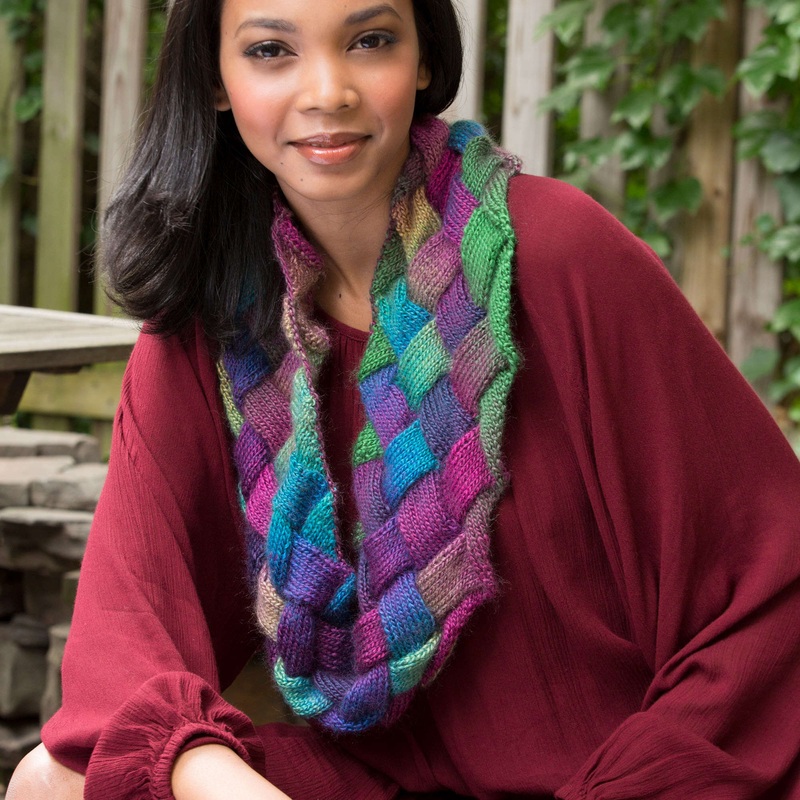 Red Heart Entrelac Knit Cowl|Single Size
