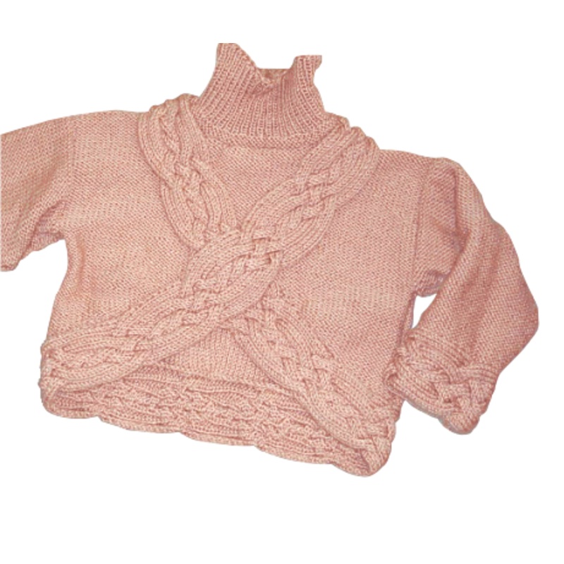 Red Heart Knit Crossed Cable Pullover
