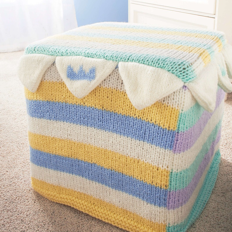 Red Heart Knit Crown Point Ottoman Cover