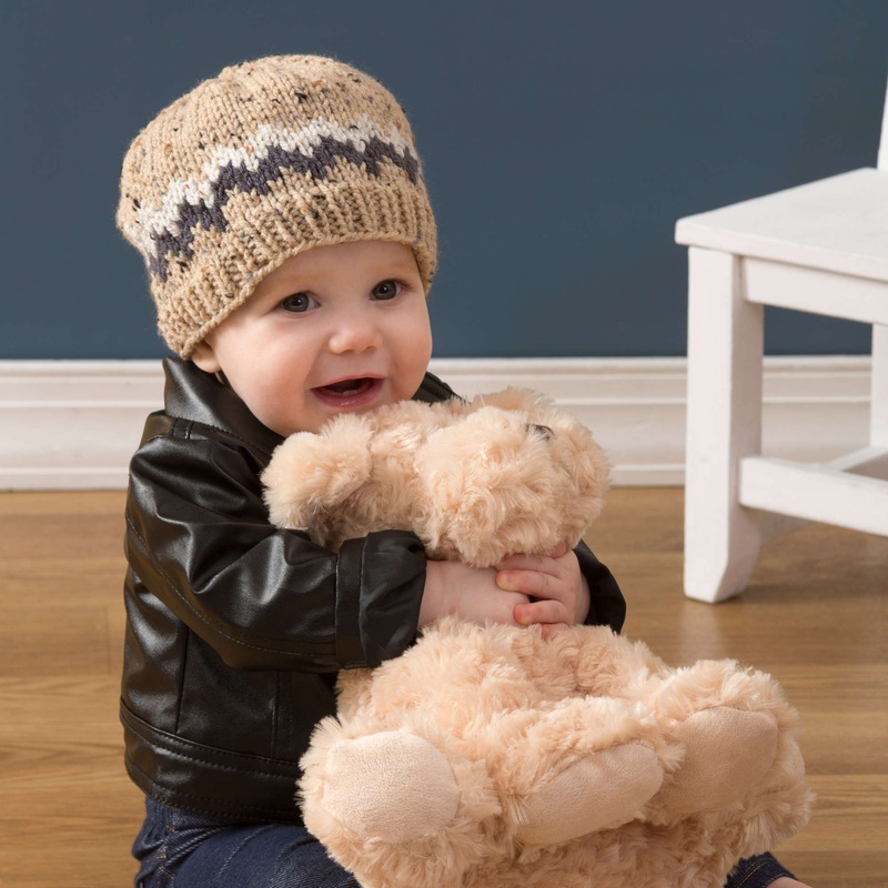 Red Heart Knit Double Chevron Beanie
