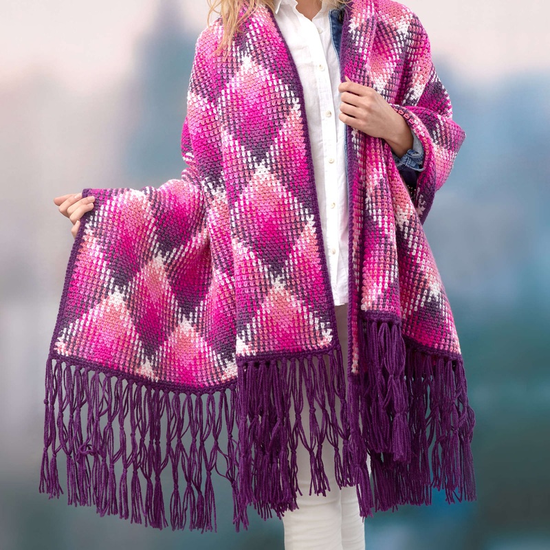 Red Heart Crochet Fabulous Planned Pooling Wrap