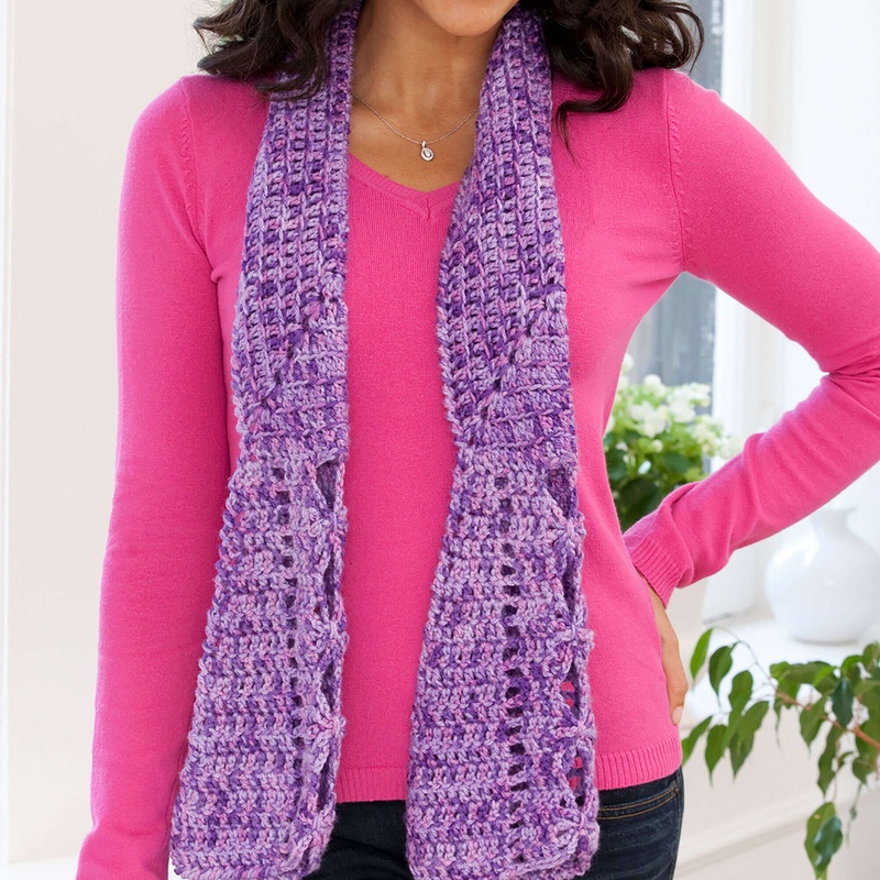Red Heart Crochet Fantail Scarf