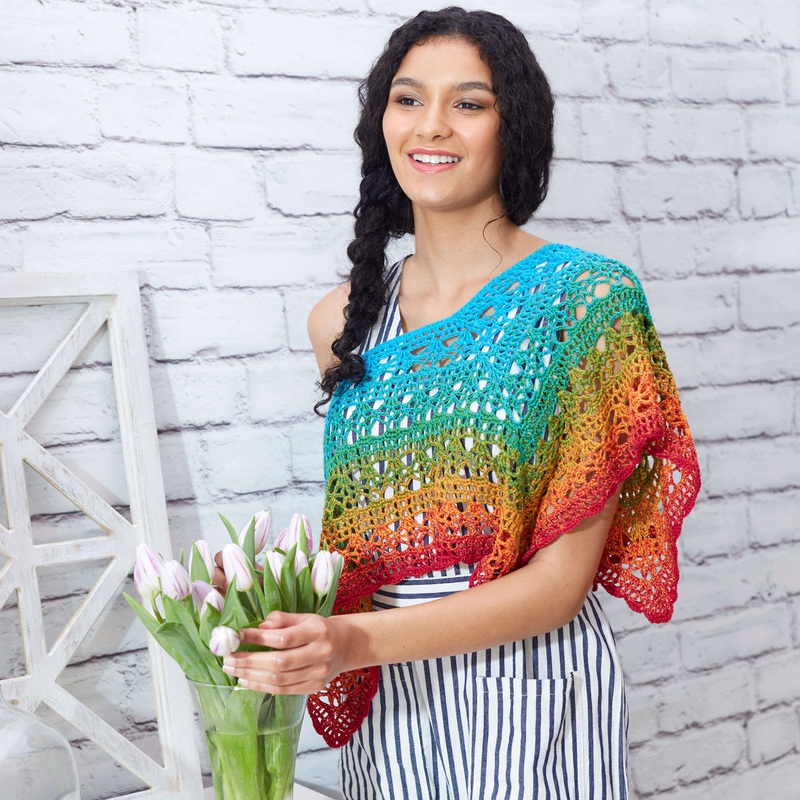 Red Heart Crochet Fire and Ice Poncho
