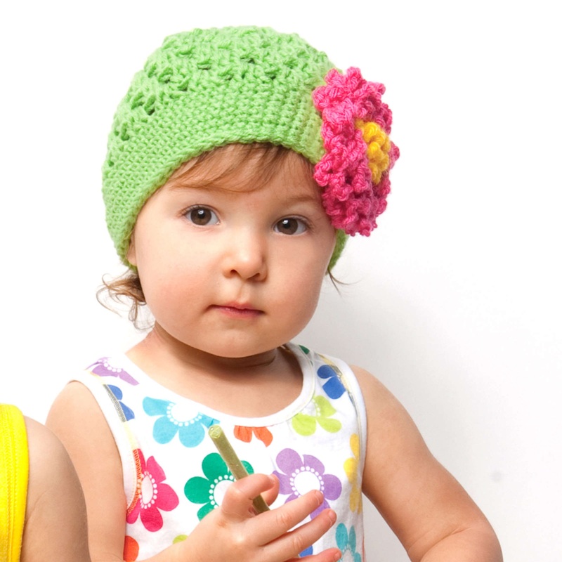 Red Heart Crochet Floral Hat|6/12 mos|18/24 mos