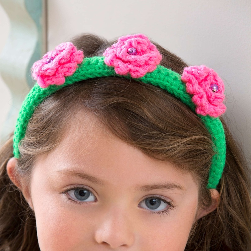 Red Heart Crochet Flower Top Headband