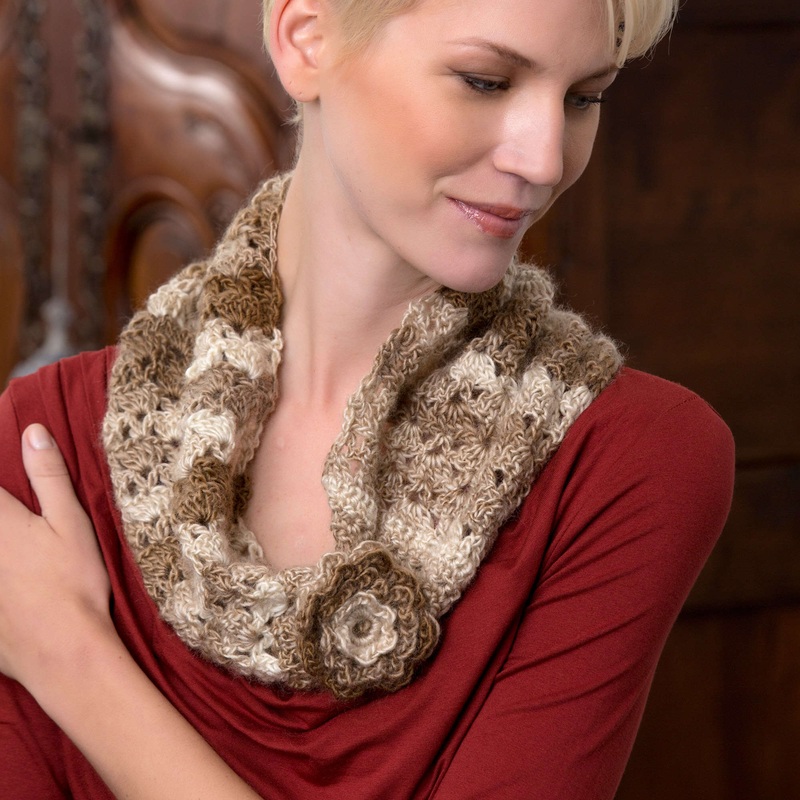 Red Heart Crochet Flowered Cowl