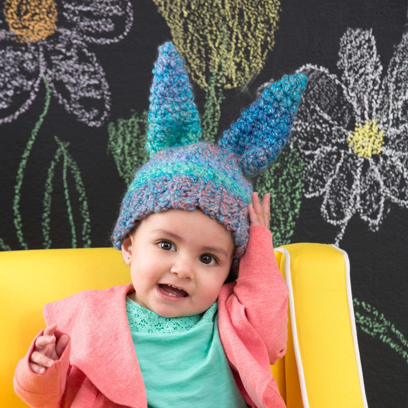 Red Heart Crochet Fluffy Bunny Hat