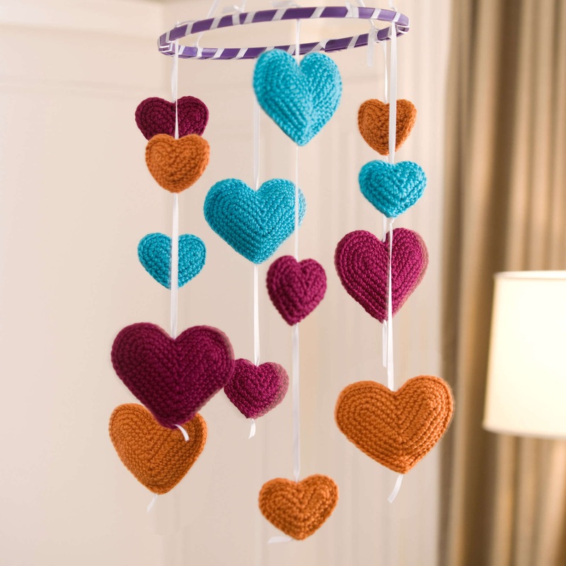 Red Heart Crochet Flying Hearts Mobile