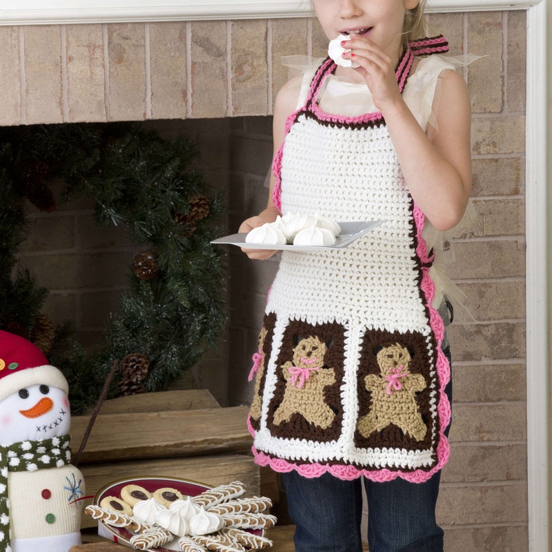 Red Heart Crochet Gingerbread Man Apron