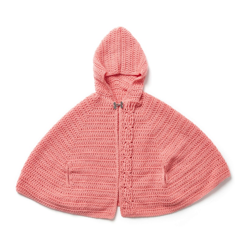 Red Heart Crochet Girl’s Chic Hooded Capelet